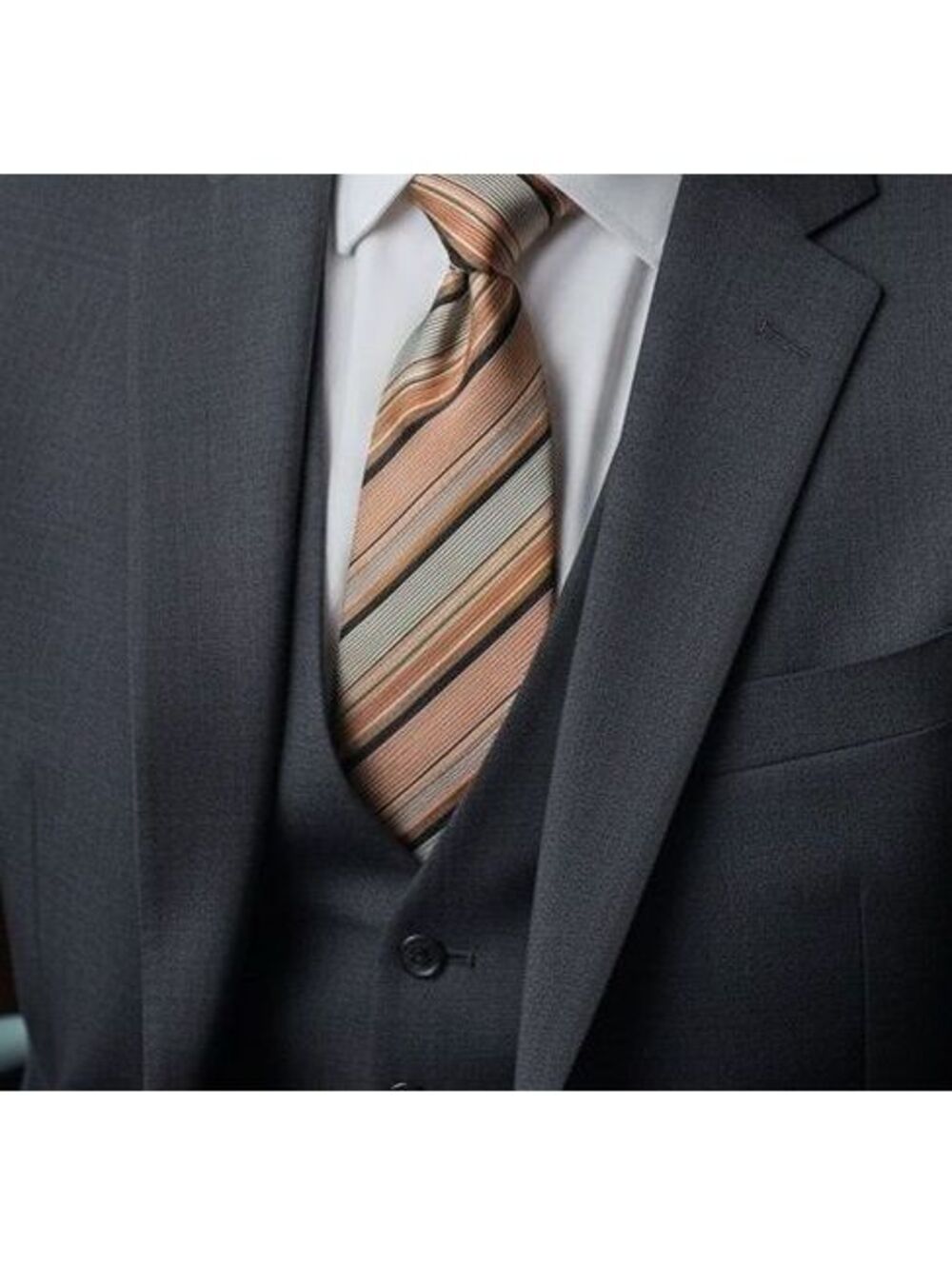 Wolf Brothers Florida Striped Men's Tie in Brown and Beige